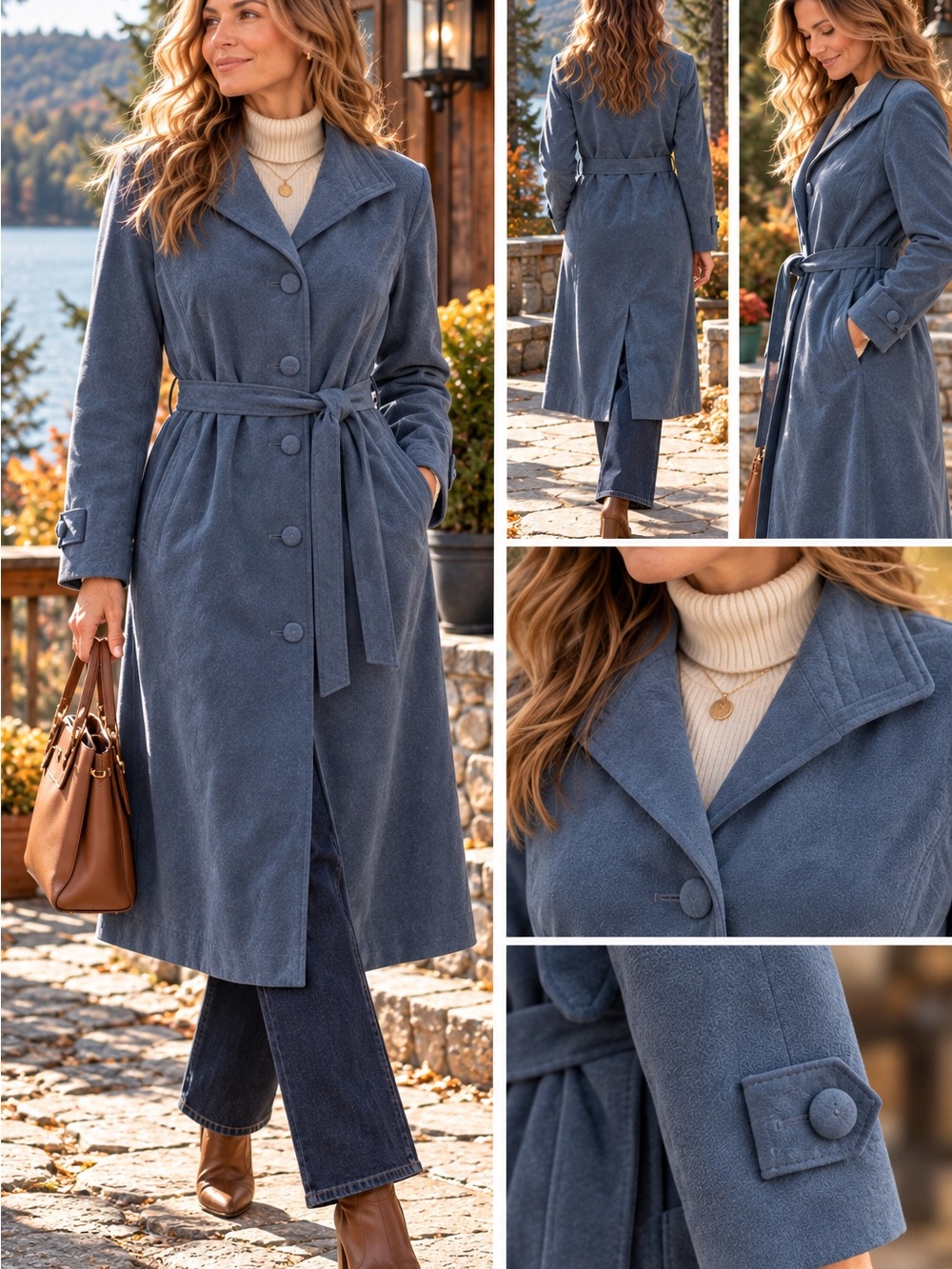Vintage 60s 70s Private Editions Blue Belted Long Coat Canada